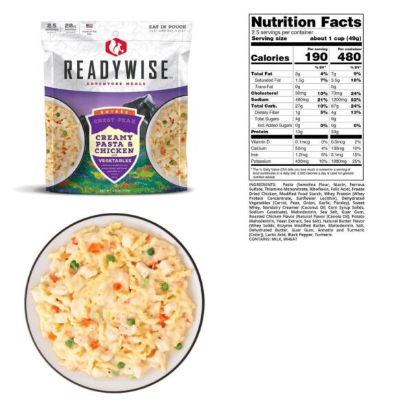 ReadyWise 2 Servings Creamy Pasta w/Chicken - Image 2